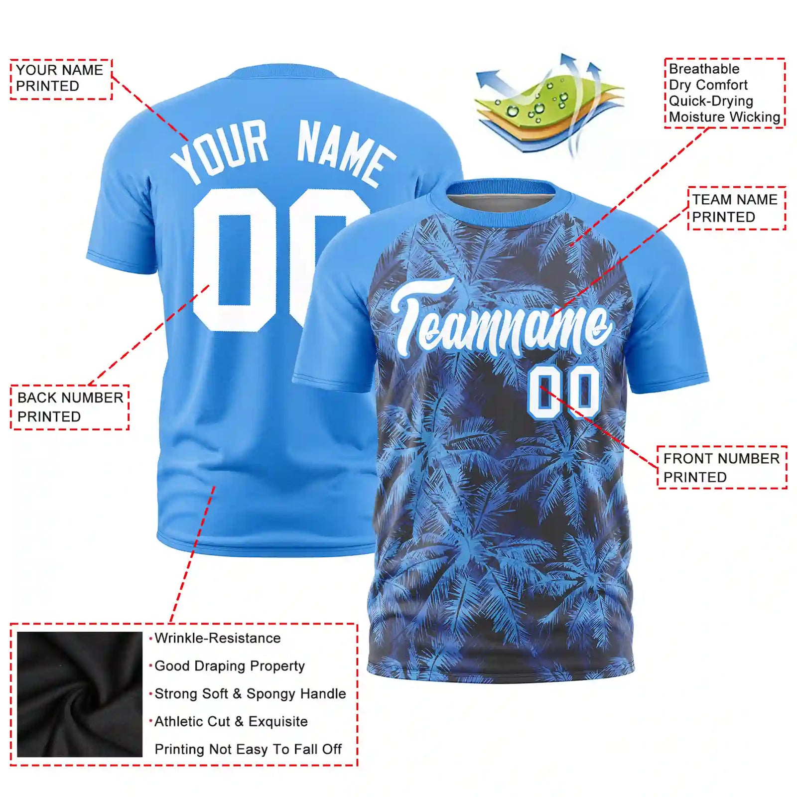 Custom Powder Blue Summer Style  Design  Performance T-Shirt