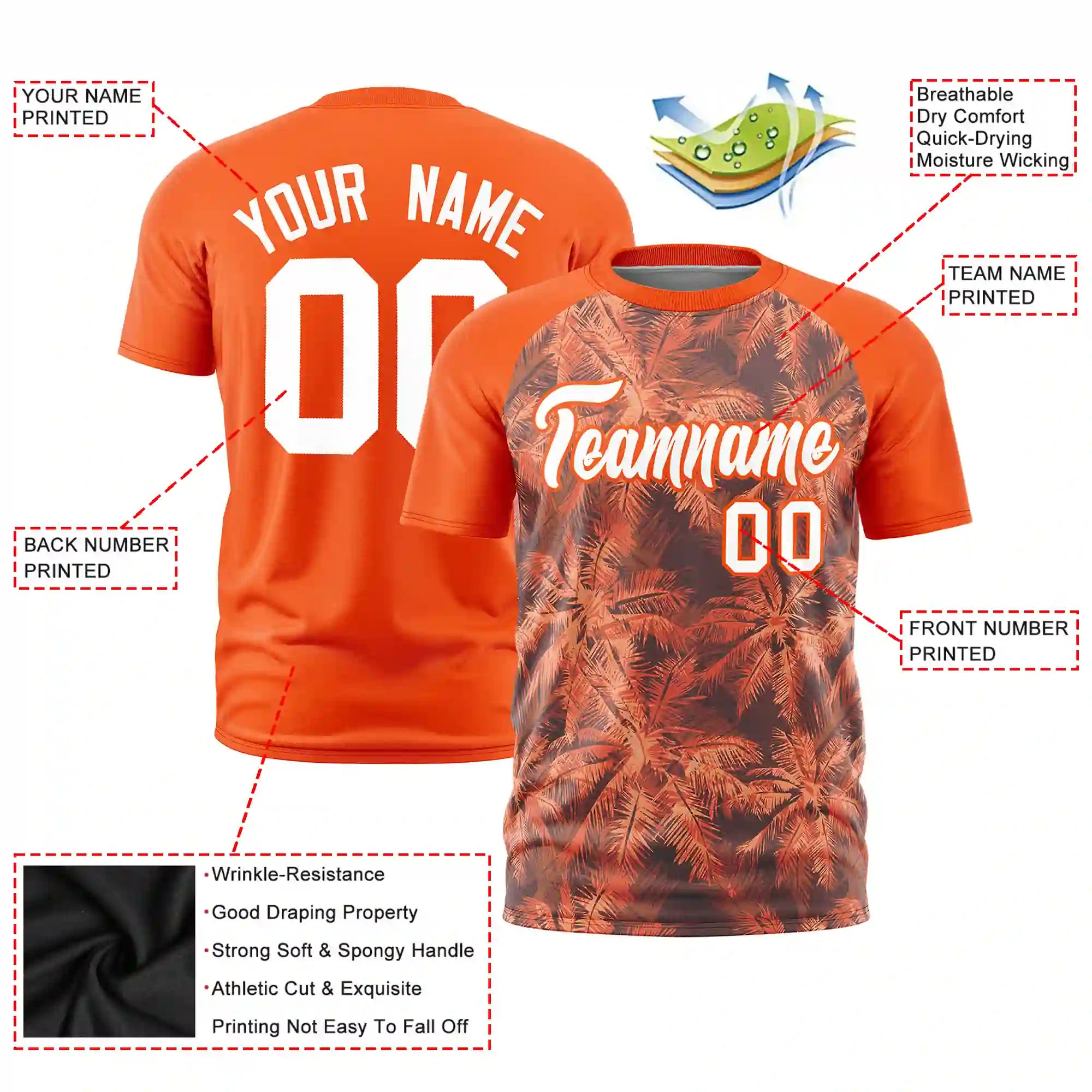 Custom Orange Summer Style  Design  Performance T-Shirt