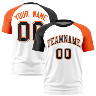 Custom White Black-Orange Crew Neck Two Tone Sleeve Design Performance T-Shirt - Style 1