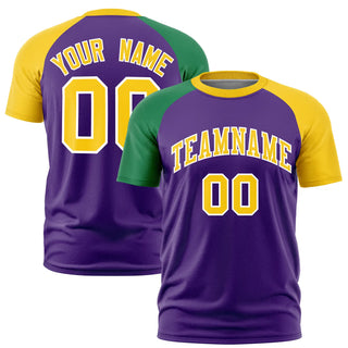 Custom Purple Kelly Green-Gold01 Crew Neck Two Tone Sleeve Design Performance T-Shirt - Style 1