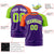 Custom Purple Orange-Neon Green Crew Neck Two Tone Sleeve Design  Performance T-Shirt