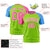 Custom Neon Green Pink-Powder Blue Crew Neck Two Tone Sleeve Design  Performance T-Shirt