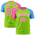 Custom Neon Green Pink-Powder Blue Crew Neck Two Tone Sleeve Design  Performance T-Shirt