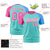 Custom Bright Green Pink-Powder Blue Crew Neck Two Tone Sleeve Design  Performance T-Shirt