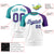 Custom White Aqua-Purple Crew Neck Two Tone Sleeve Design  Performance T-Shirt