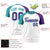 Custom White Aqua-Purple Crew Neck Two Tone Sleeve Design  Performance T-Shirt