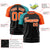 Custom Black Aqua-Orange Crew Neck Two Tone Sleeve Design  Performance T-Shirt