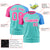 Custom Bright Green Pink-Powder Blue Crew Neck Two Tone Sleeve Design  Performance T-Shirt