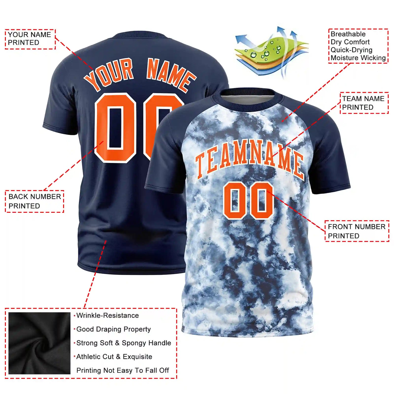 Custom Navy Splash-ink Style  Design  Performance T-Shirt