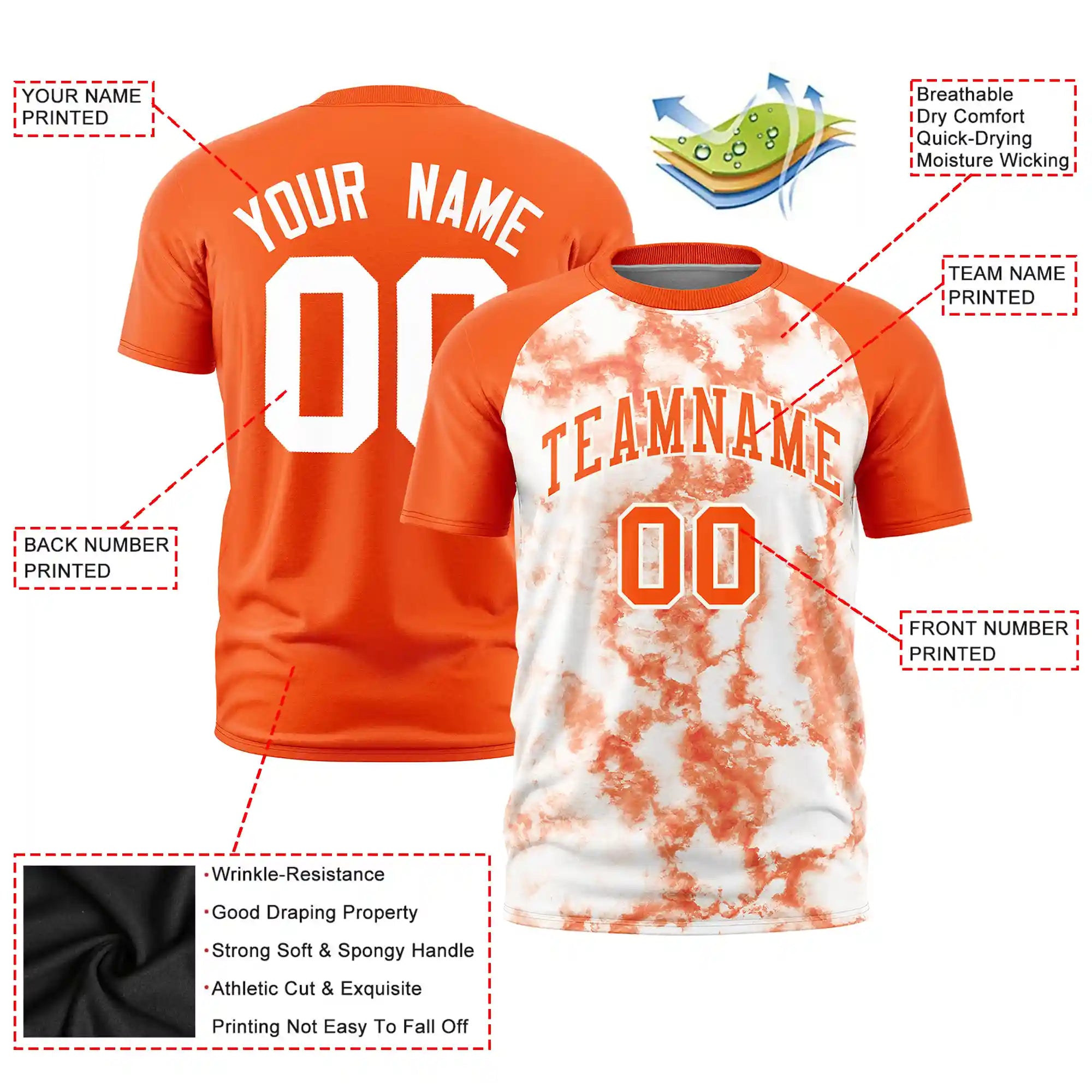 Custom Orange Splash-ink Style  Design  Performance T-Shirt