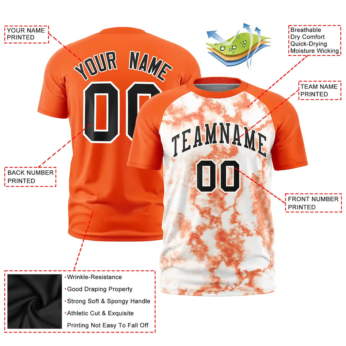 Custom Red Splash-ink Style  Design  Performance T-Shirt