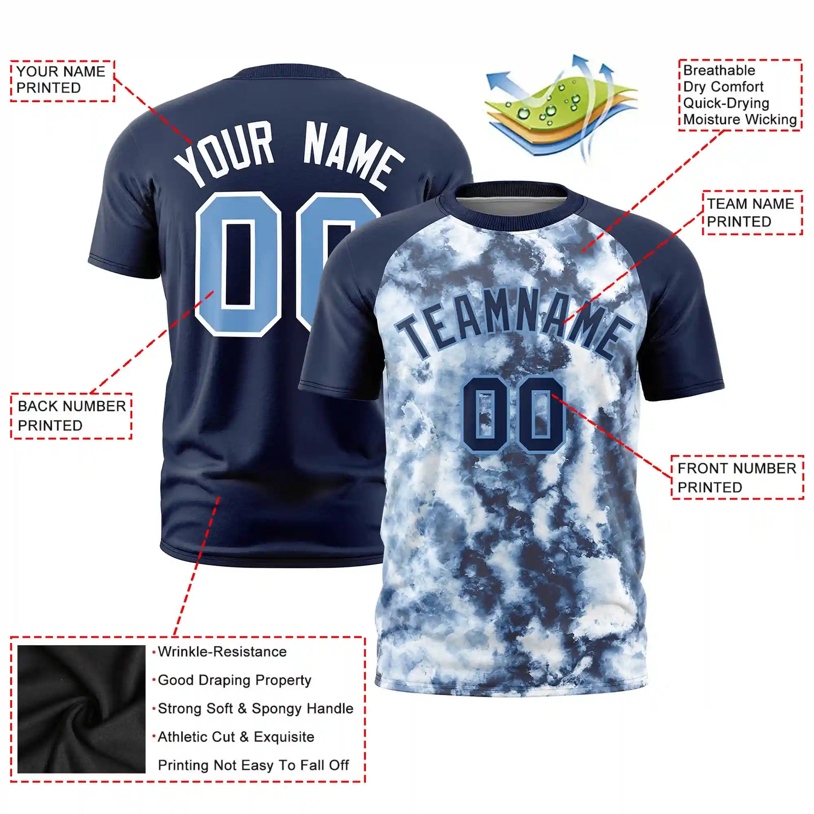 Custom Navy Splash-ink Style  Design  Performance T-Shirt