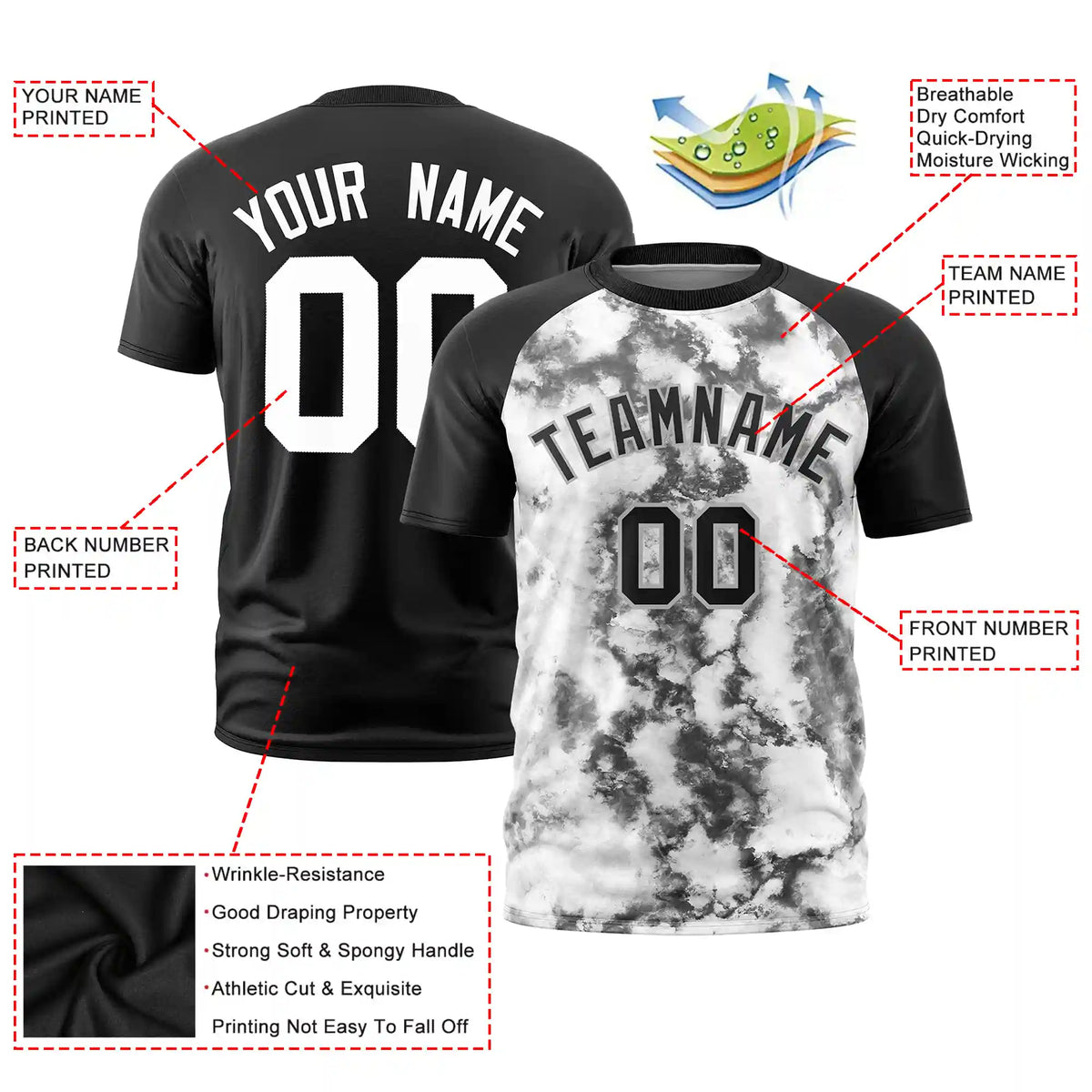 Custom Black Splash-ink Style  Design  Performance T-Shirt