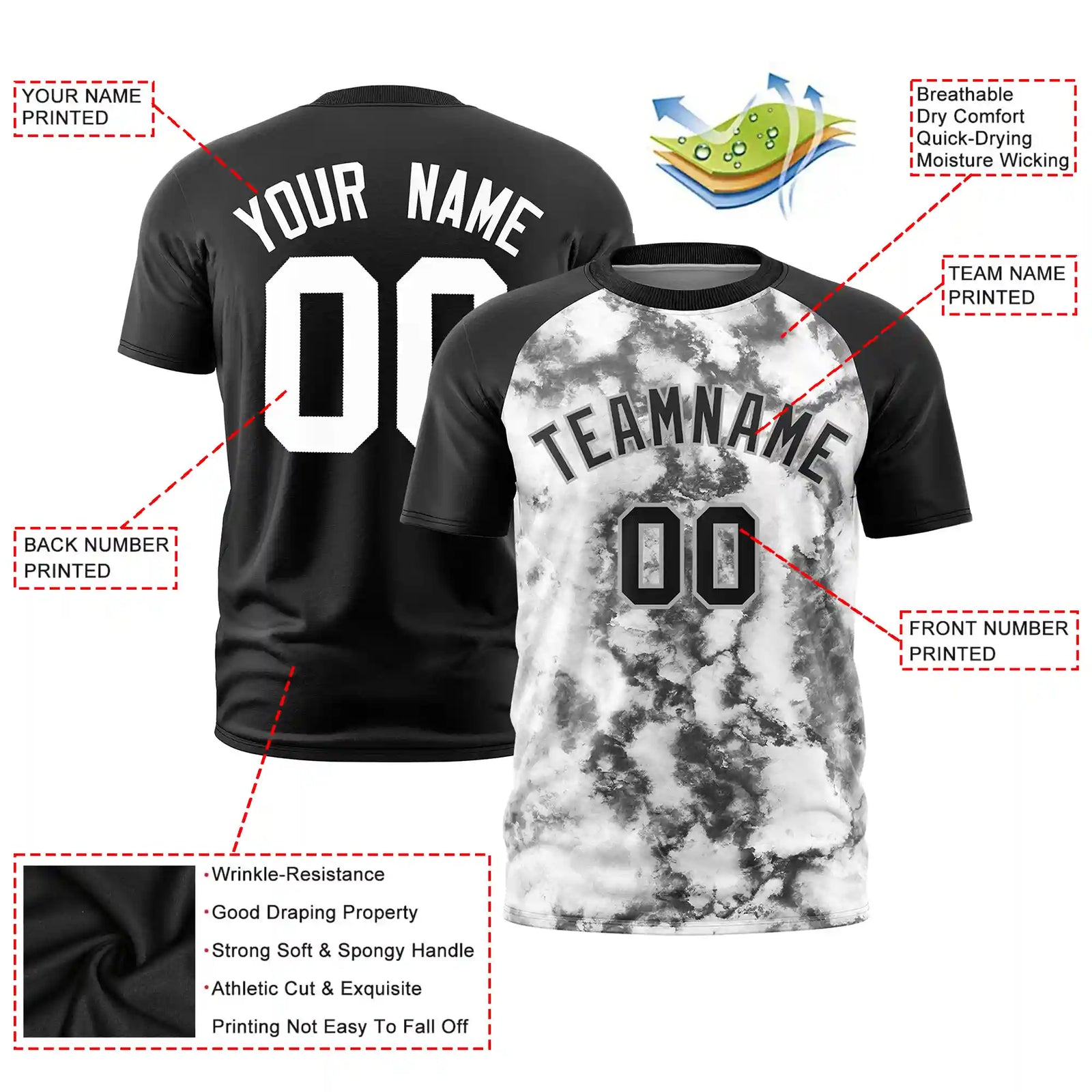 Custom Black Splash-ink Style  Design  Performance T-Shirt