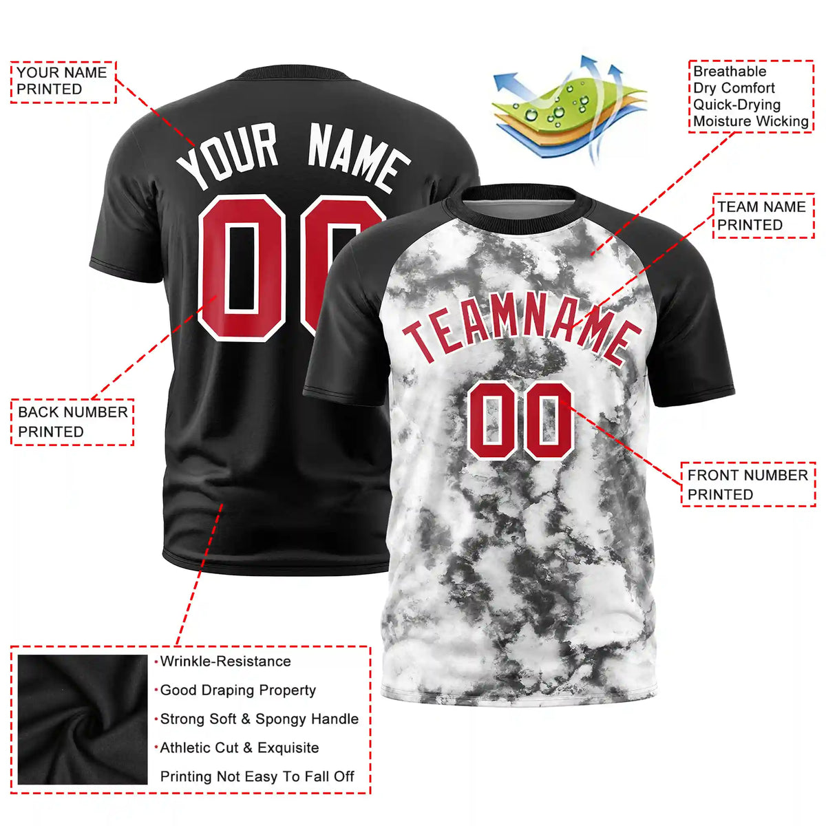 Custom Black Splash-ink Style  Design  Performance T-Shirt