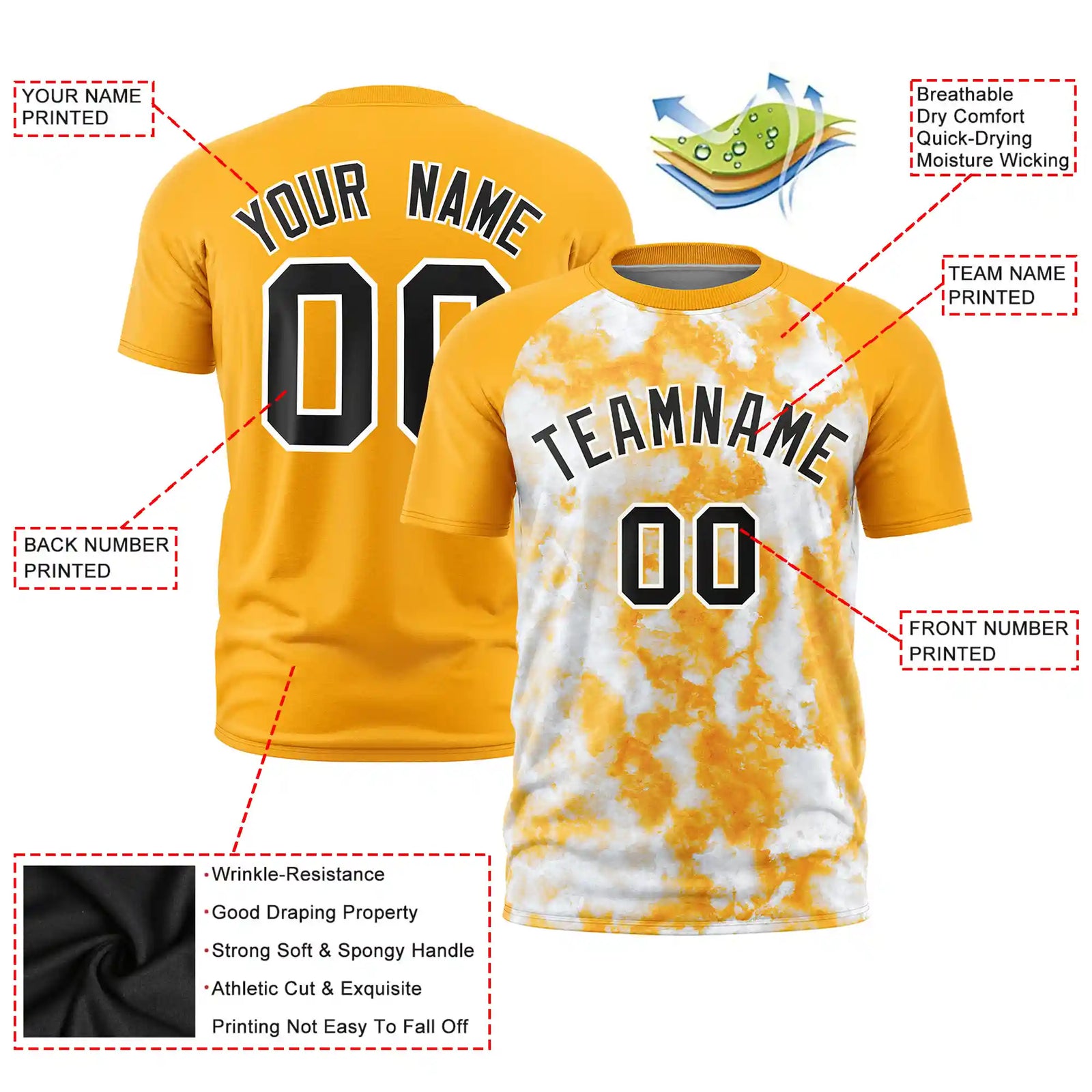 Custom Yellow Splash-ink Style  Design  Performance T-Shirt