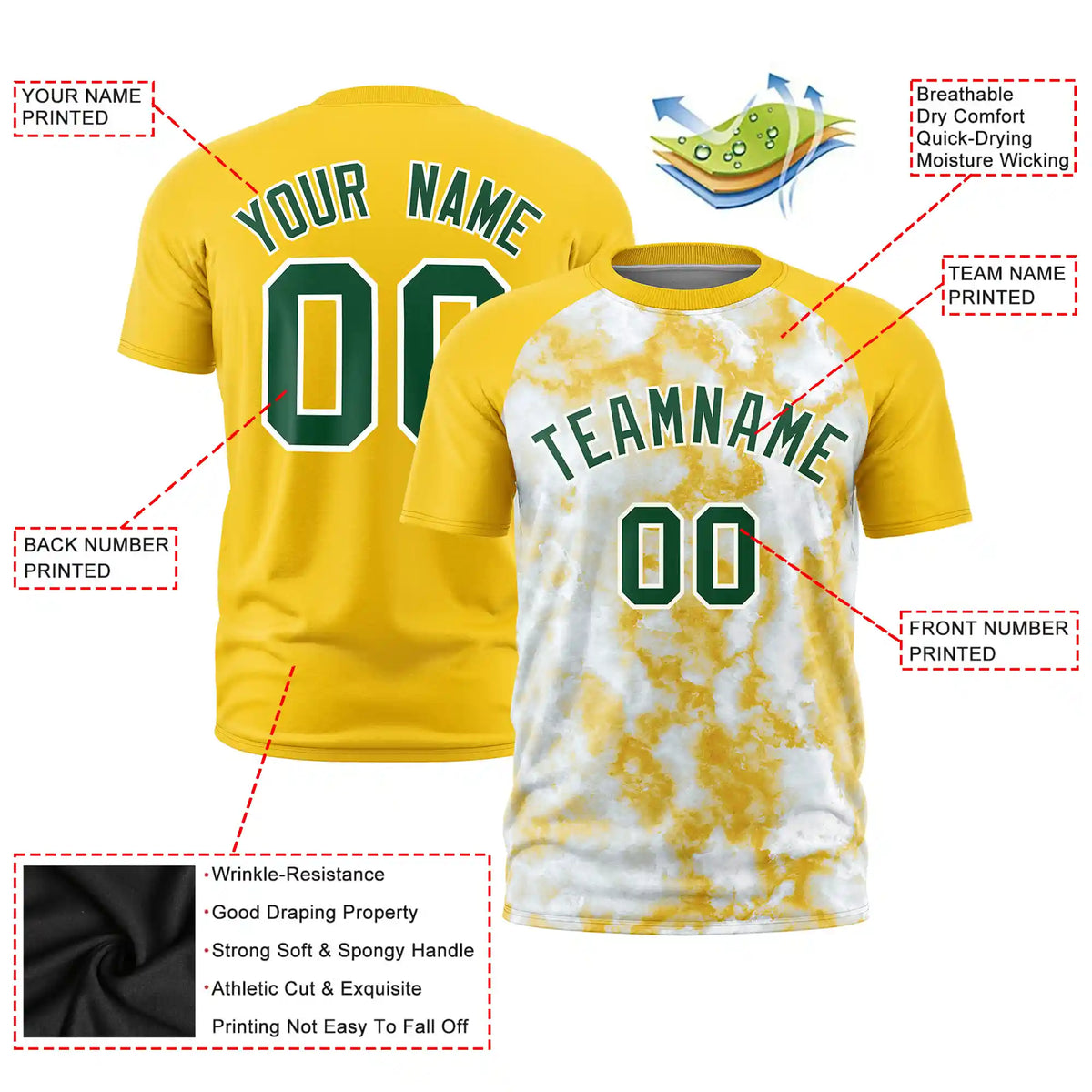 Custom Gold01 Splash-ink Style  Design  Performance T-Shirt