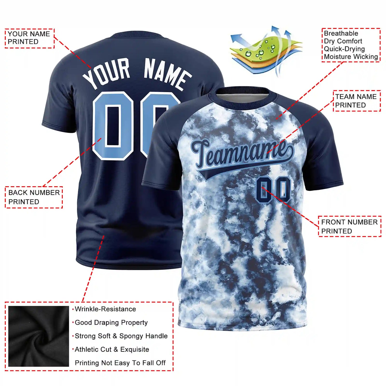 Custom Navy Splash-ink Style  Design  Performance T-Shirt