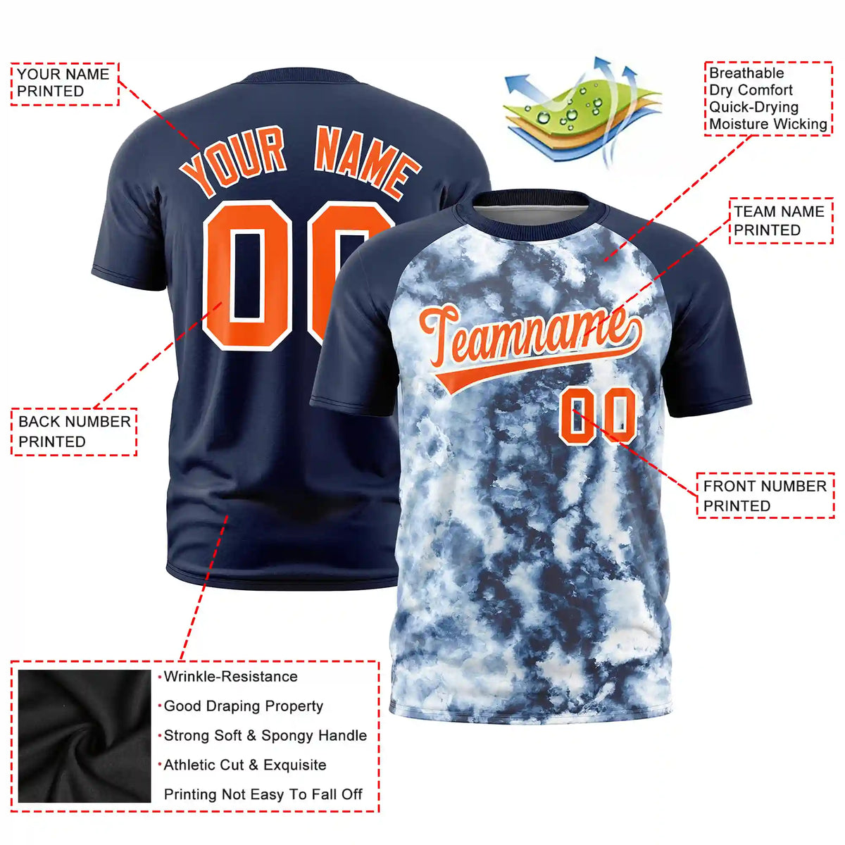 Custom Navy Splash-ink Style  Design  Performance T-Shirt