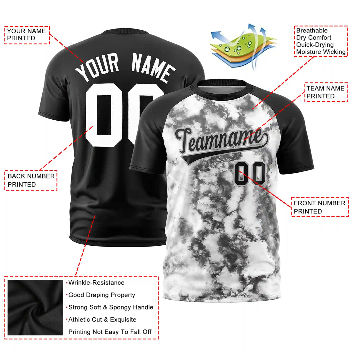 Custom Black Splash-ink Style  Design  Performance T-Shirt