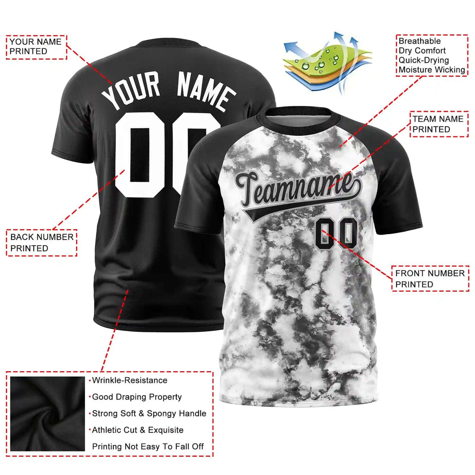 Custom Black Splash-ink Style  Design  Performance T-Shirt