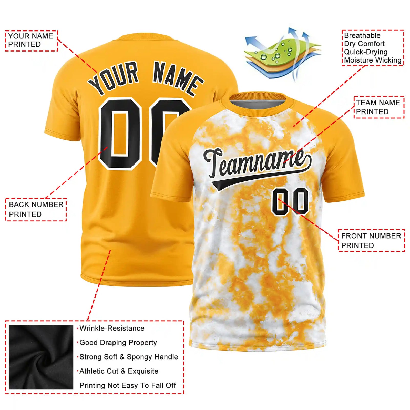 Custom Yellow Splash-ink Style  Design  Performance T-Shirt