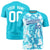 Custom Sky Blue Splash-ink Style  Design  Performance T-Shirt