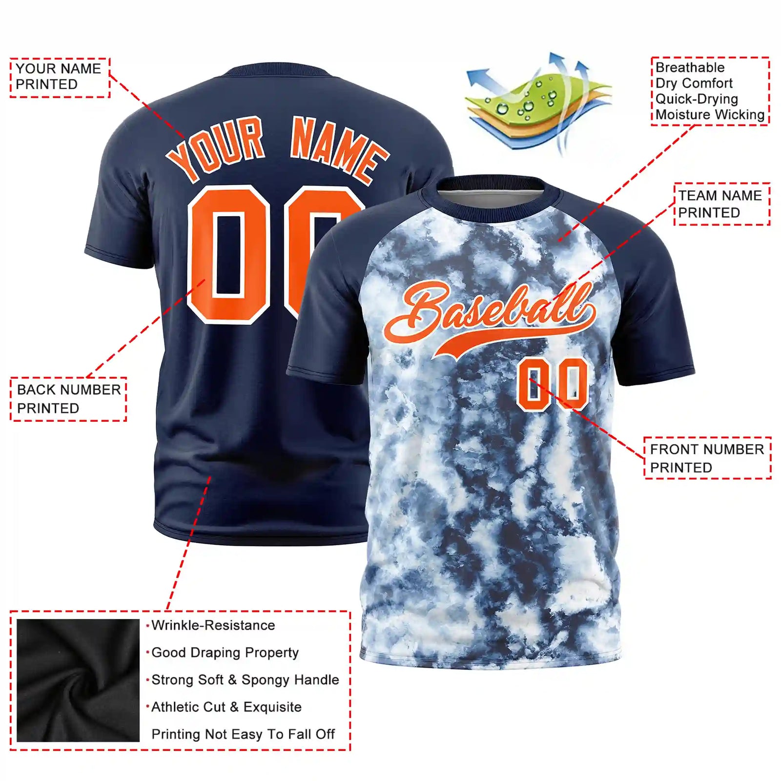 Custom Navy Splash-ink Style  Design  Performance T-Shirt