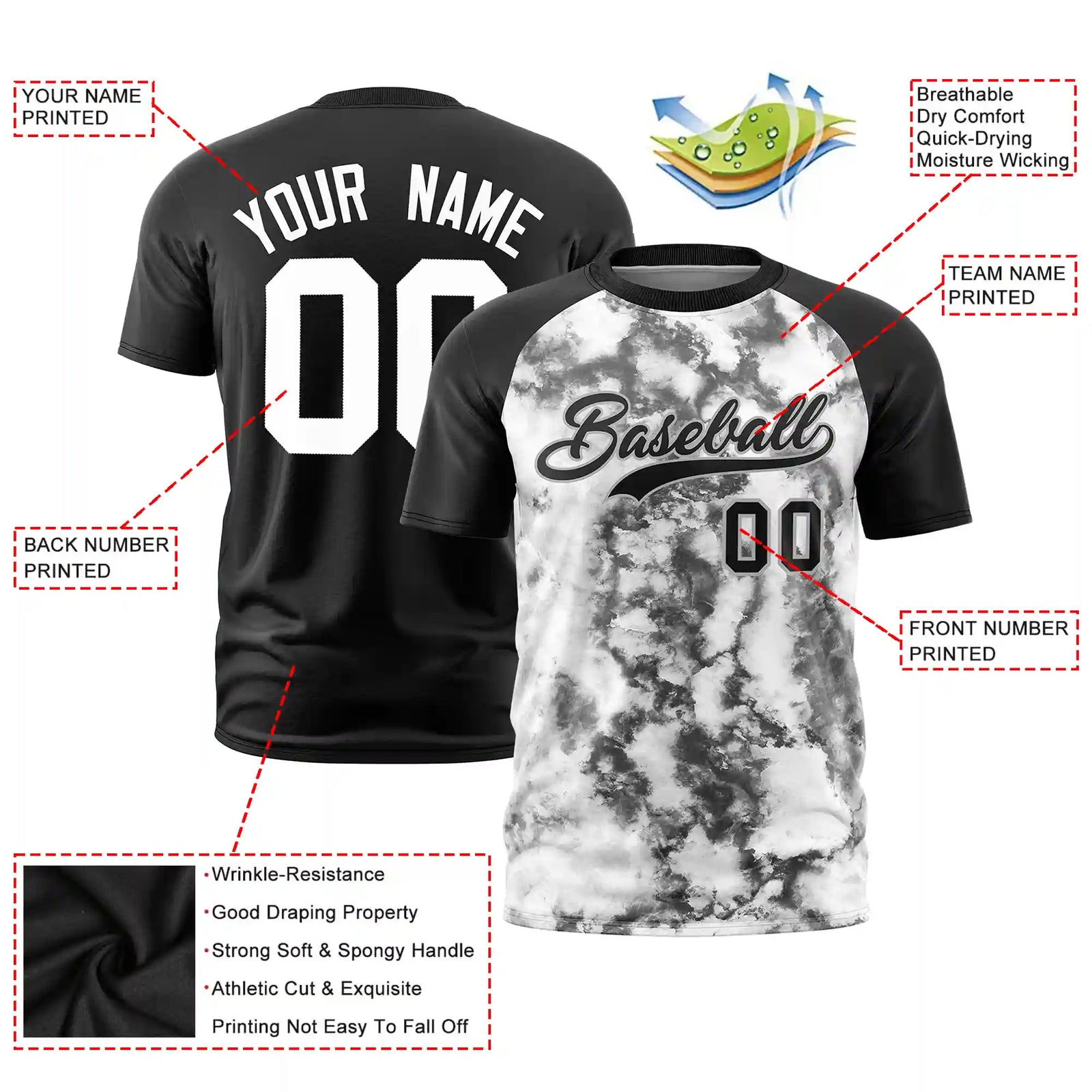 Custom Black Splash-ink Style  Design  Performance T-Shirt