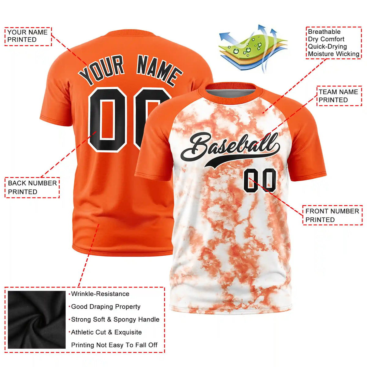 Custom Red Splash-ink Style  Design  Performance T-Shirt