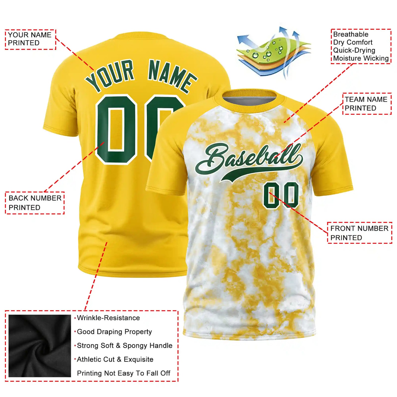 Custom Gold01 Splash-ink Style  Design  Performance T-Shirt