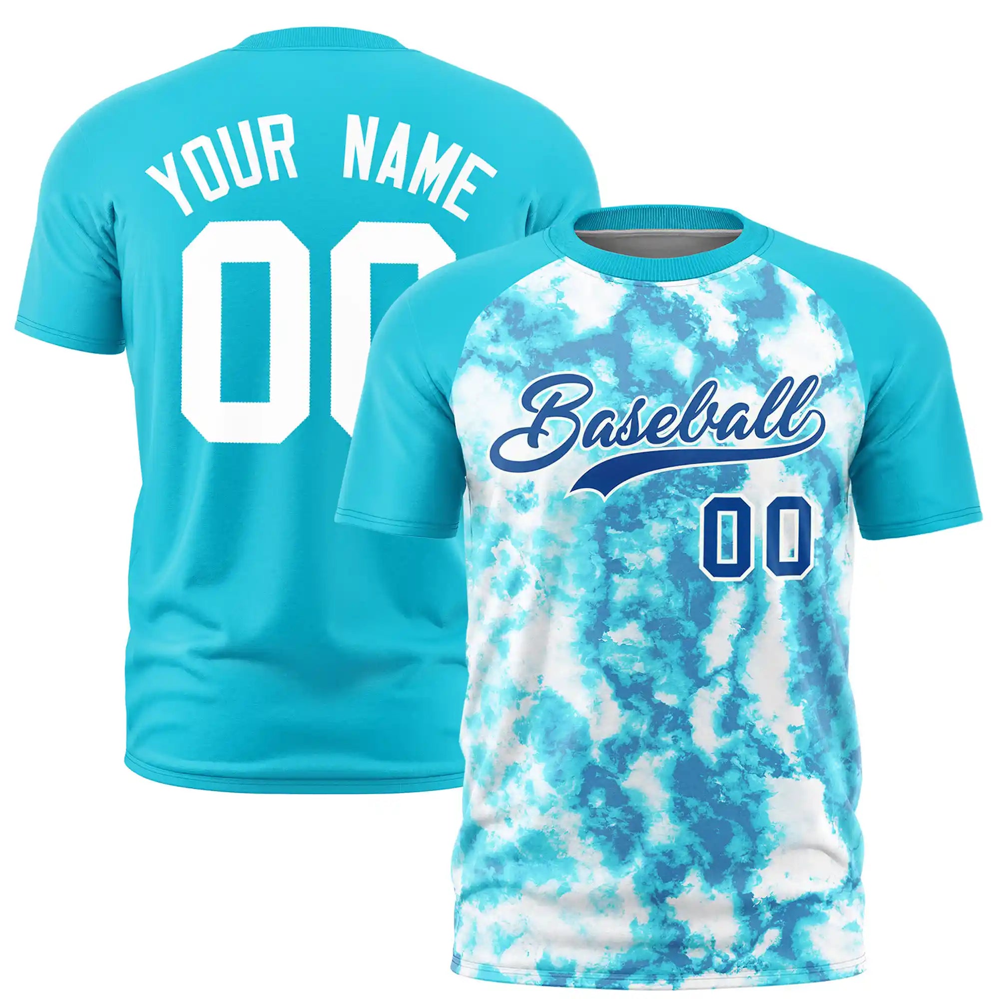 Custom Sky Blue Splash-ink Style  Design  Performance T-Shirt