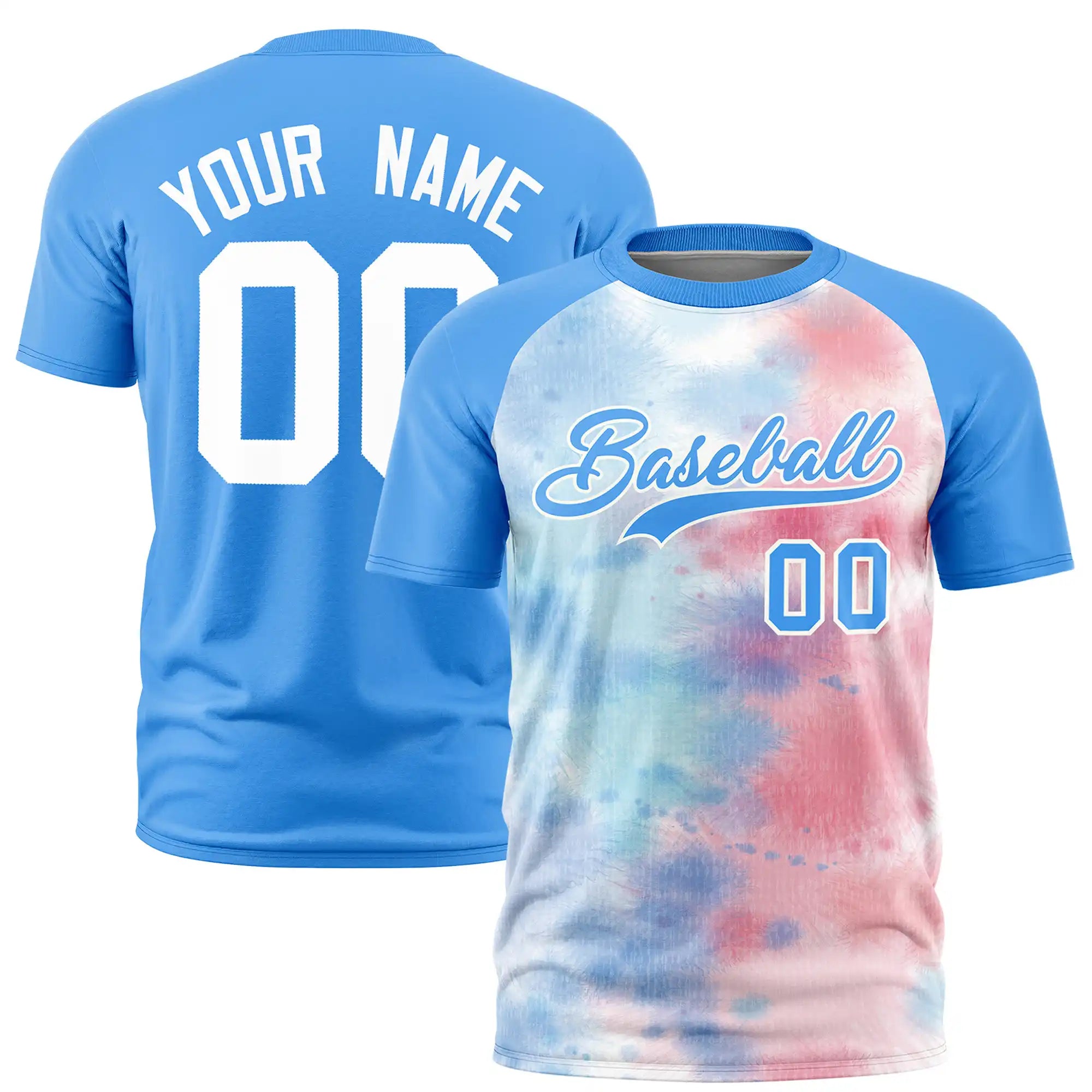 Custom Powder Blue Splash-ink Style  Design  Performance T-Shirt