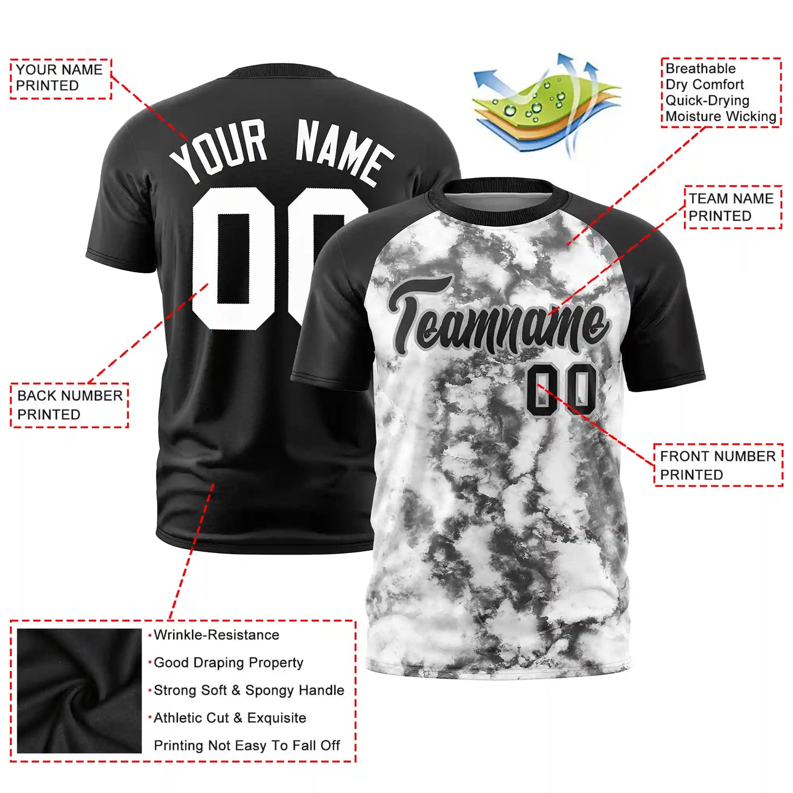 Custom Black Splash-ink Style  Design  Performance T-Shirt