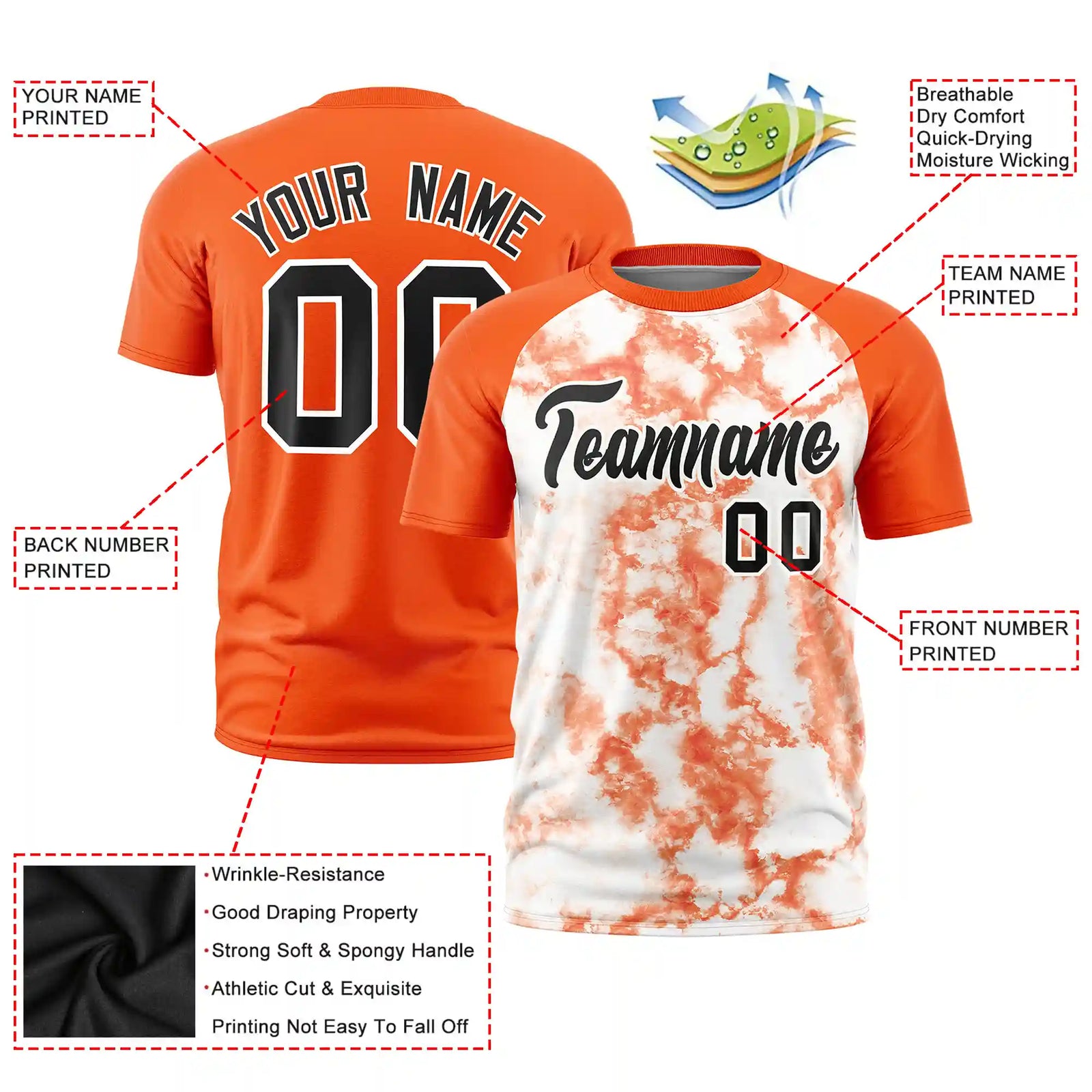 Custom Red Splash-ink Style  Design  Performance T-Shirt