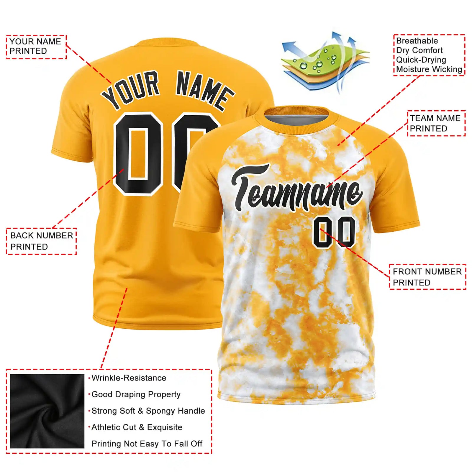 Custom Yellow Splash-ink Style  Design  Performance T-Shirt