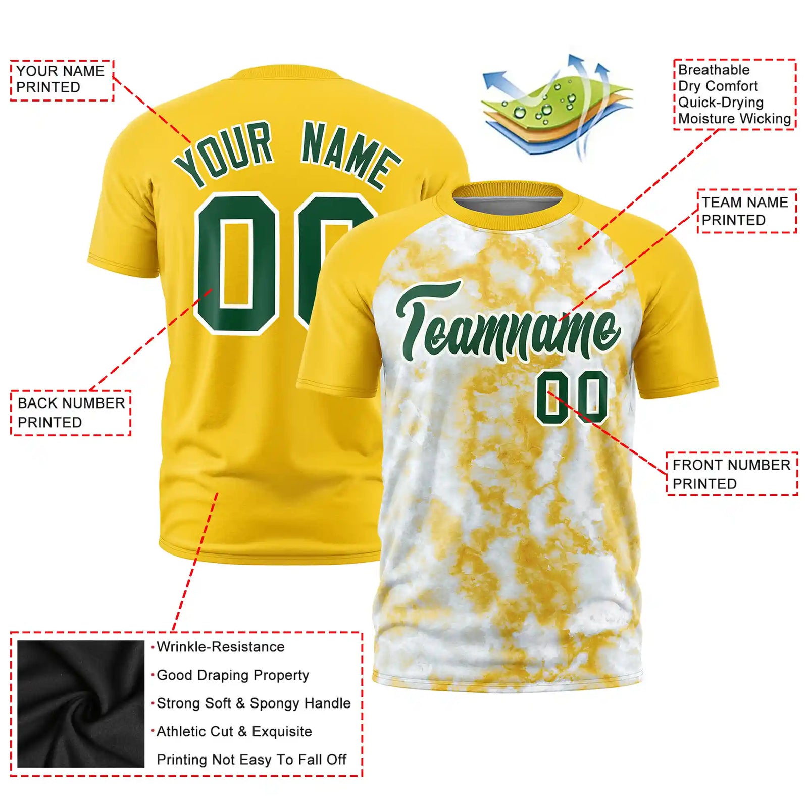 Custom Gold01 Splash-ink Style  Design  Performance T-Shirt