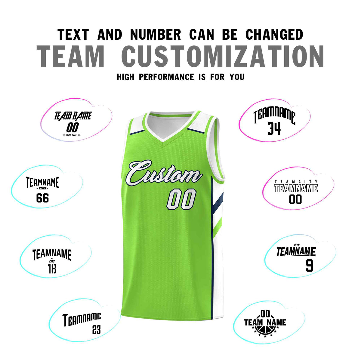 Custom Neon Green White-Navy Classic Sets Sports Uniform Basketball Jersey