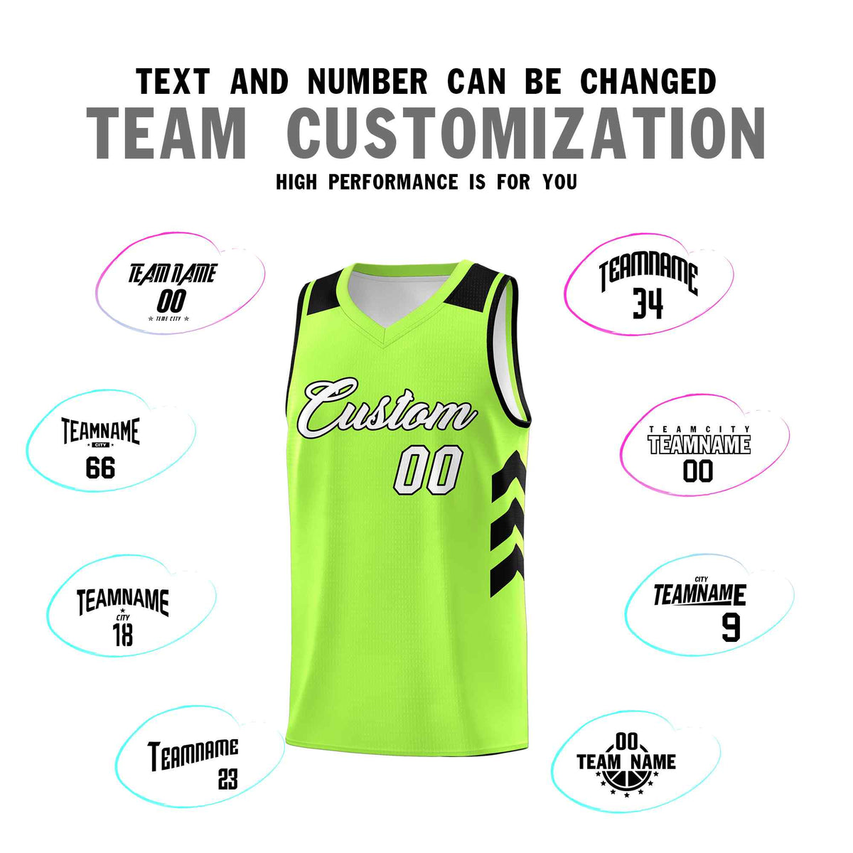 Custom Neon Green White-Black Classic Sets Sports Uniform Basketball Jersey