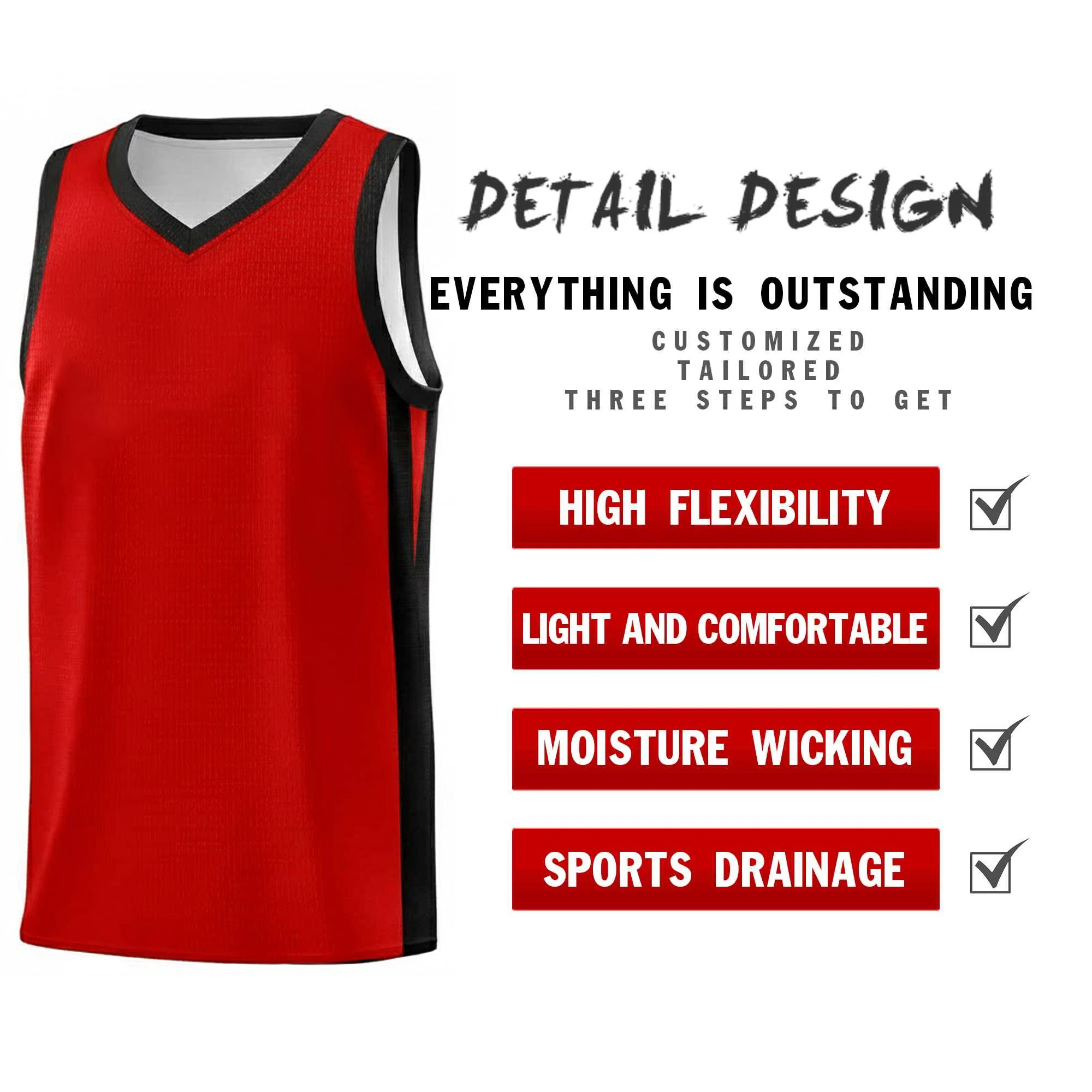 Custom Logo/Text Red Black Classic Sets Sports Uniform Basketball Jersey