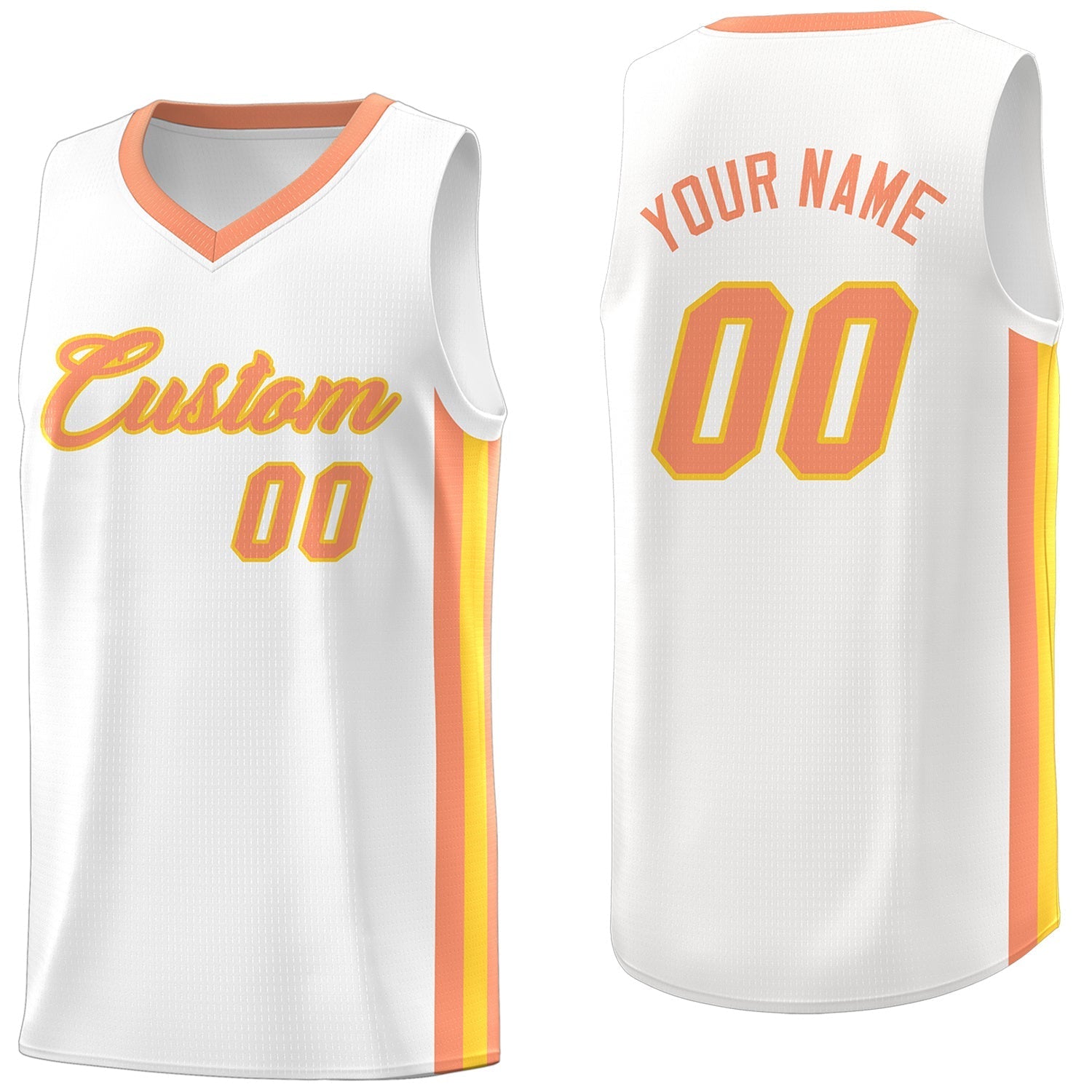 Custom White Orange Classic Tops Men/Boy Athletic Basketball Jersey