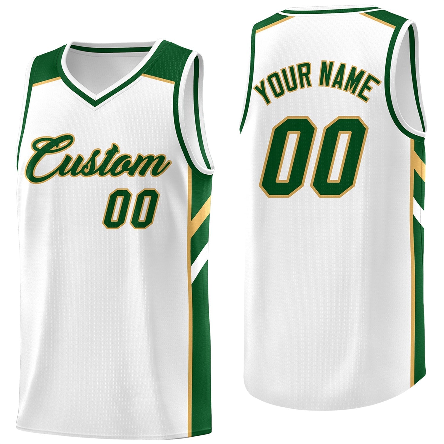 Custom White Green Classic Tops Men/Boy Athletic Basketball Jersey