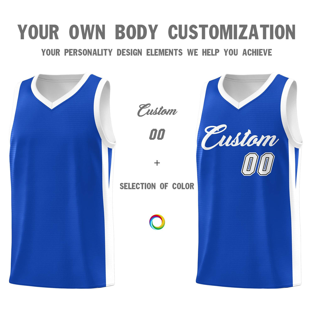 Custom Blue White Classic Tops Basketball Jersey