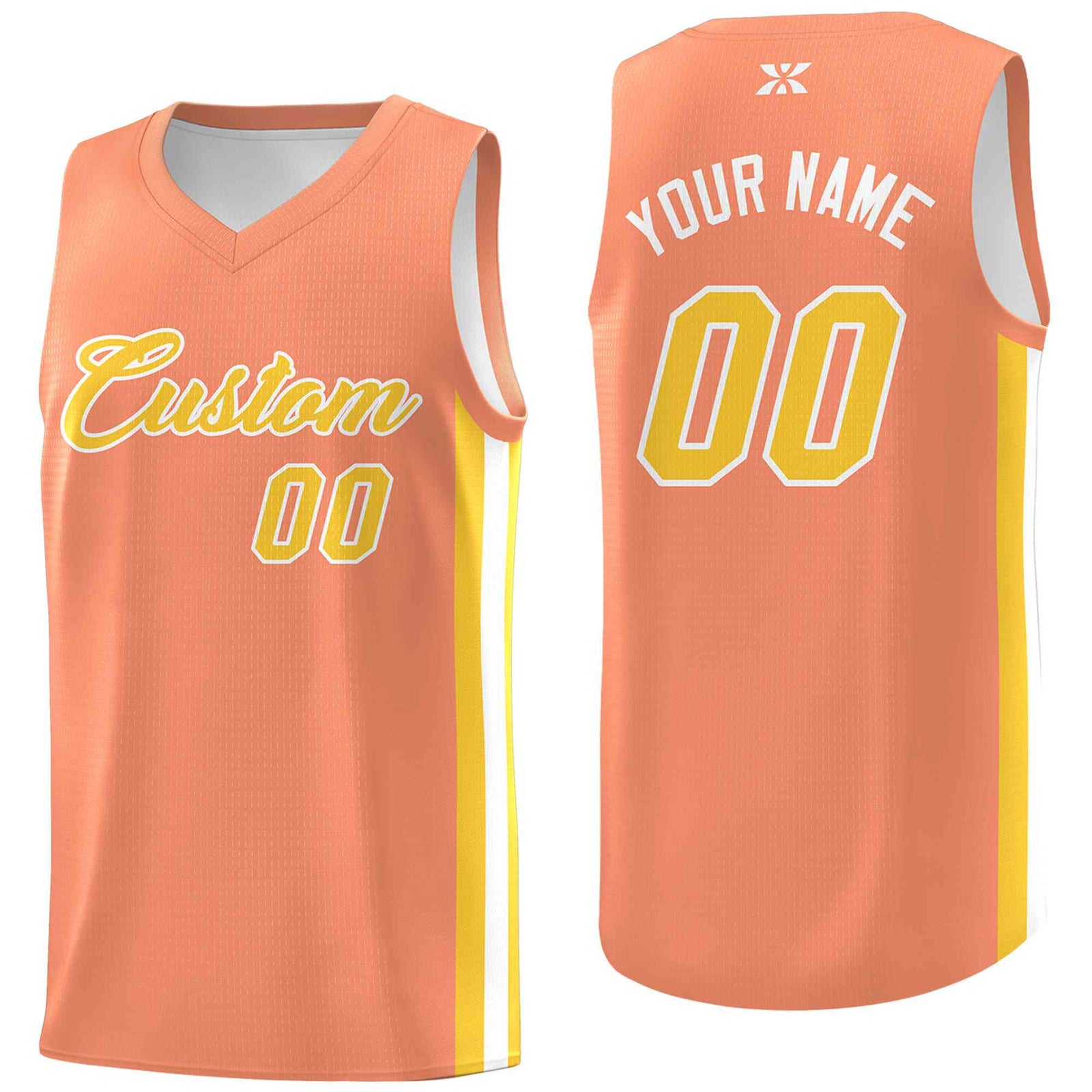 Custom Orange Gold-White Classic Tops Mesh Sport Basketball Jersey