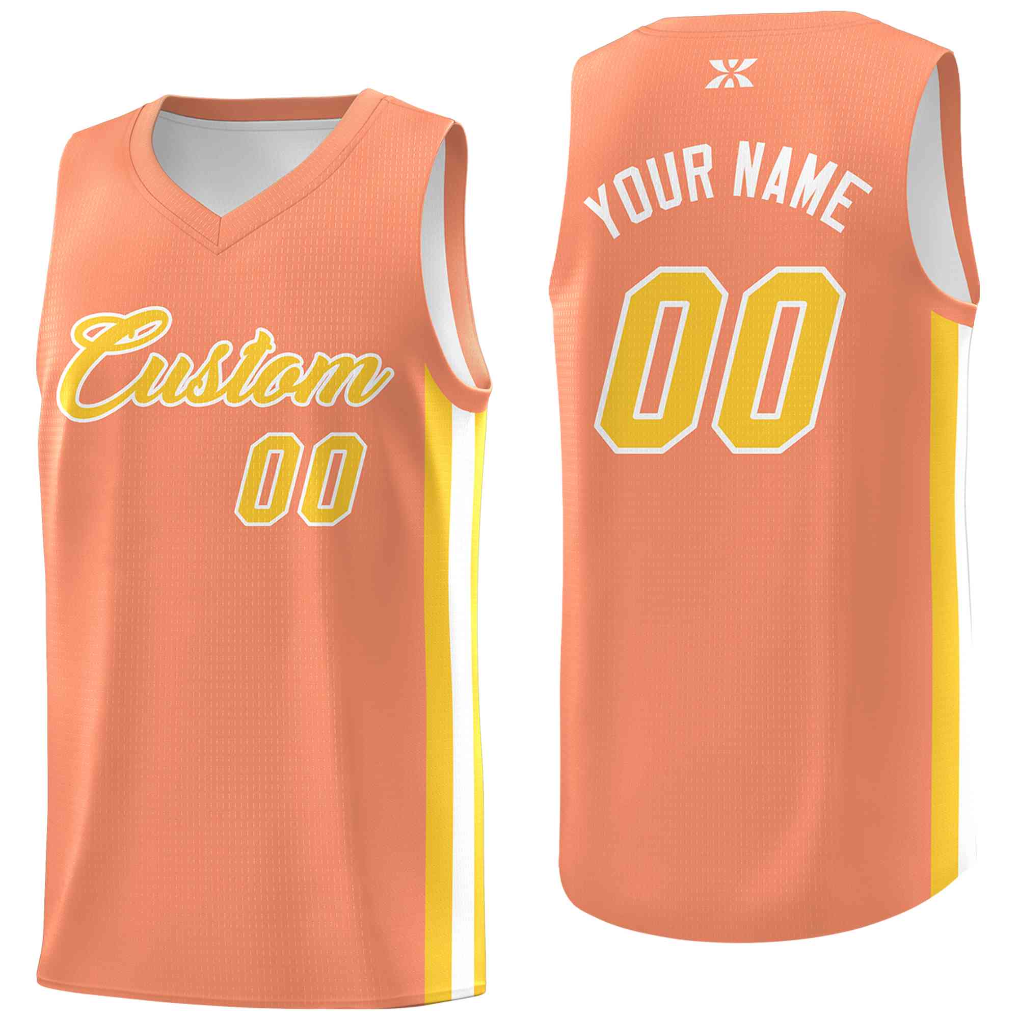 Custom Orange Gold-White Classic Tops Mesh Sport Basketball Jersey