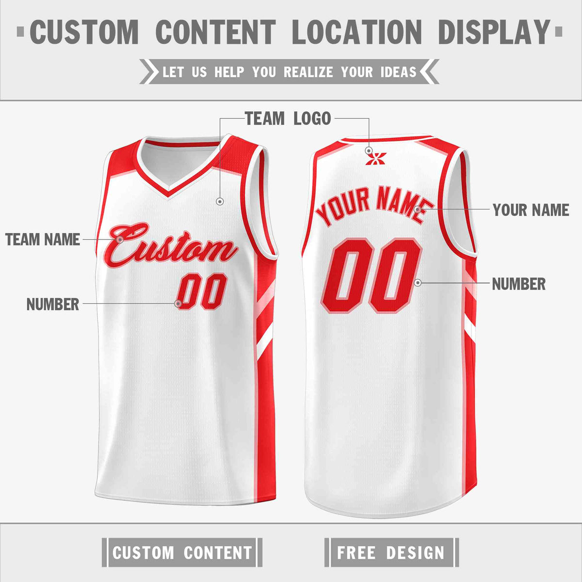Custom White Red-Pink Classic Tops Style Mesh Sport Basketball Jersey