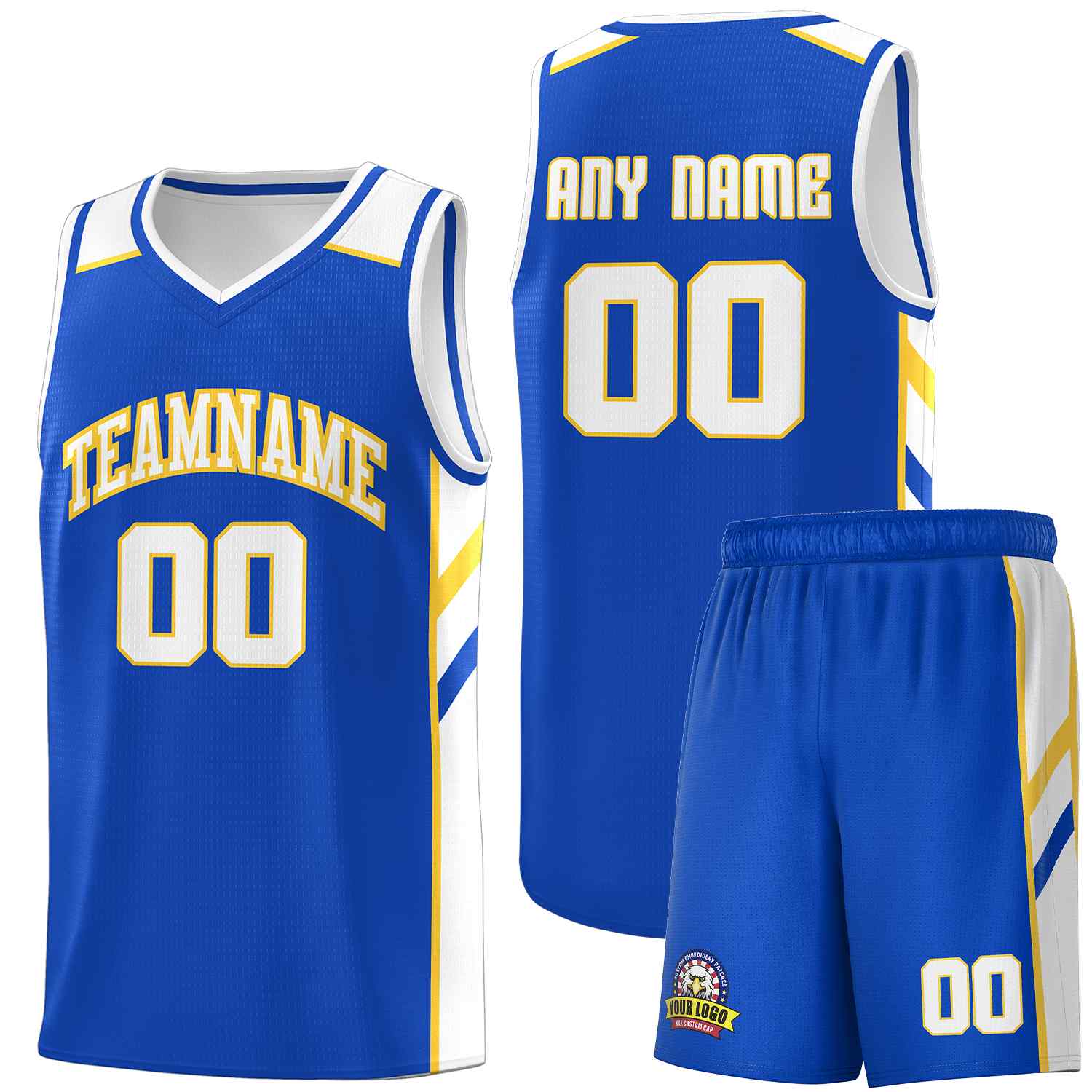 Custom Royal White-Yellow Classic Sets Sports Uniform Basketball Jersey
