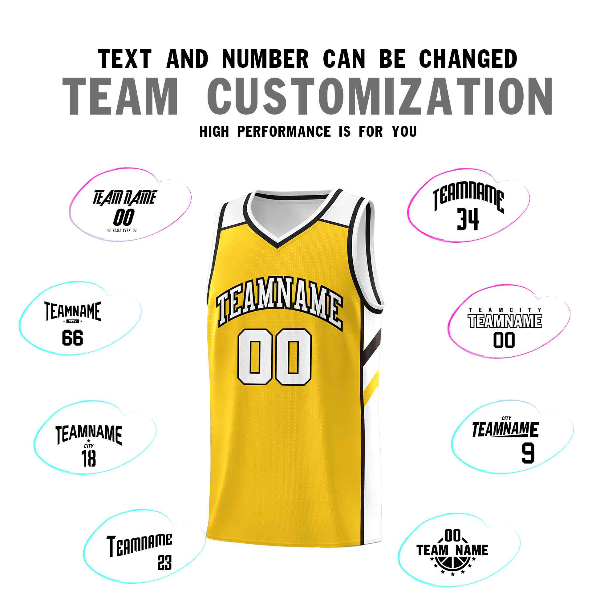 Custom Yellow White-Black Classic Sets Sports Uniform Basketball Jersey