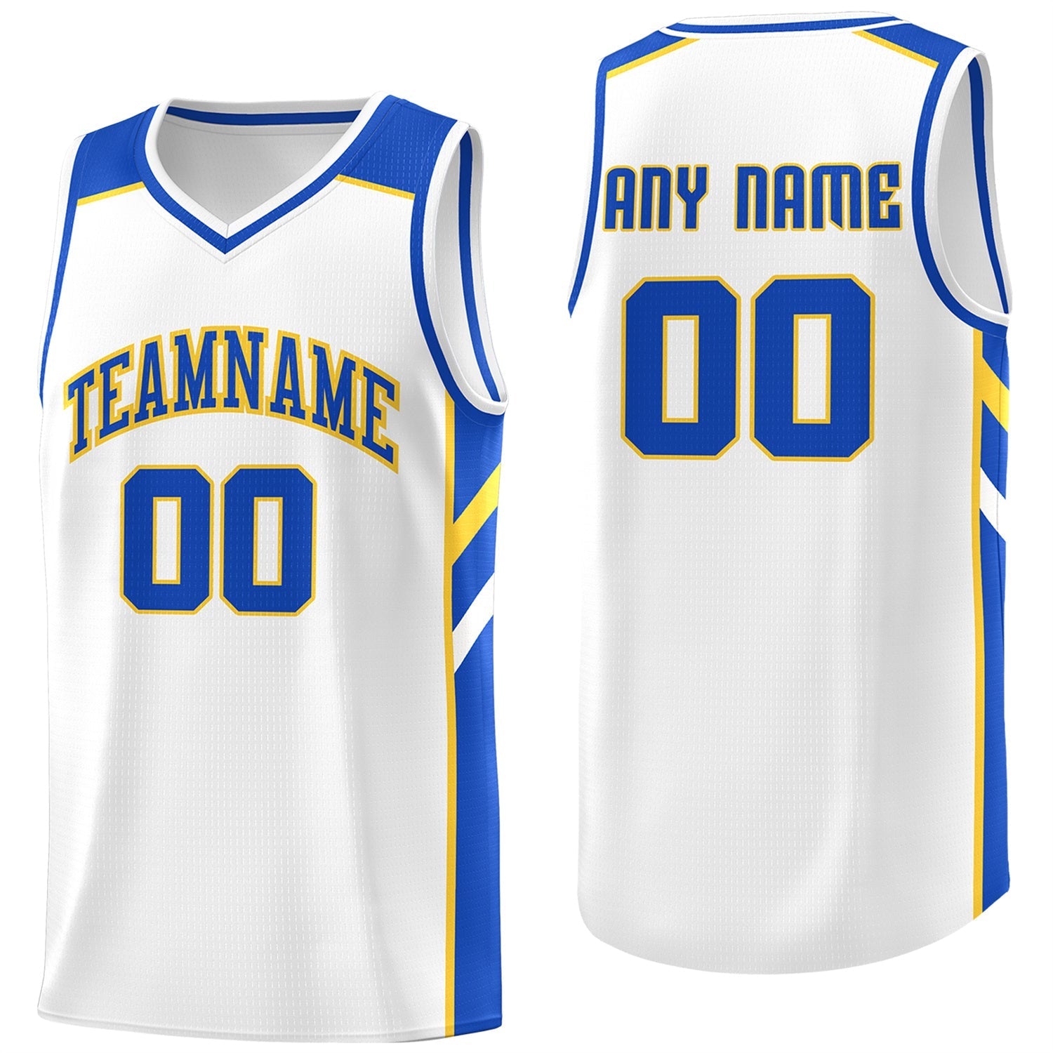 Custom White Yellow-Royal Classic Tops Men/Boy Athletic Basketball Jersey