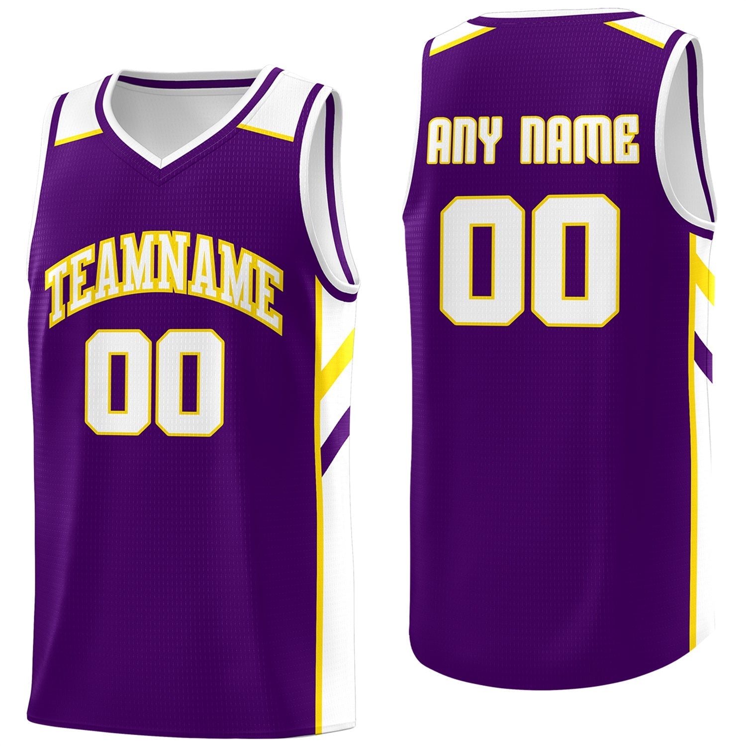 Custom Purple White-Yellow Classic Tops Men/Boy Athletic Basketball Jersey